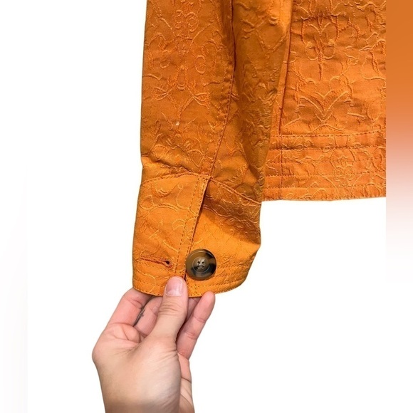 Womens Petite 4 Coldwater Creek Orange Embroidered Jacket Top Button Down - Picture 7 of 7